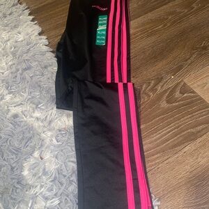 Adidas Kids Leggings Black with Pink Stripes